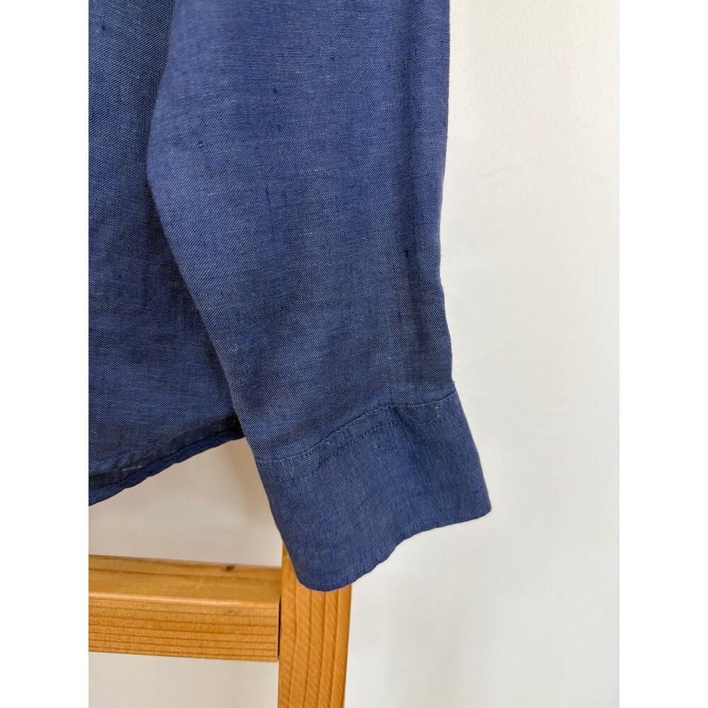 UNTUCKit Blue 100% Linen Wrinkle Resistant Long-Sleeve Button-Up Shirt SZ MD - Picture 3 of 7